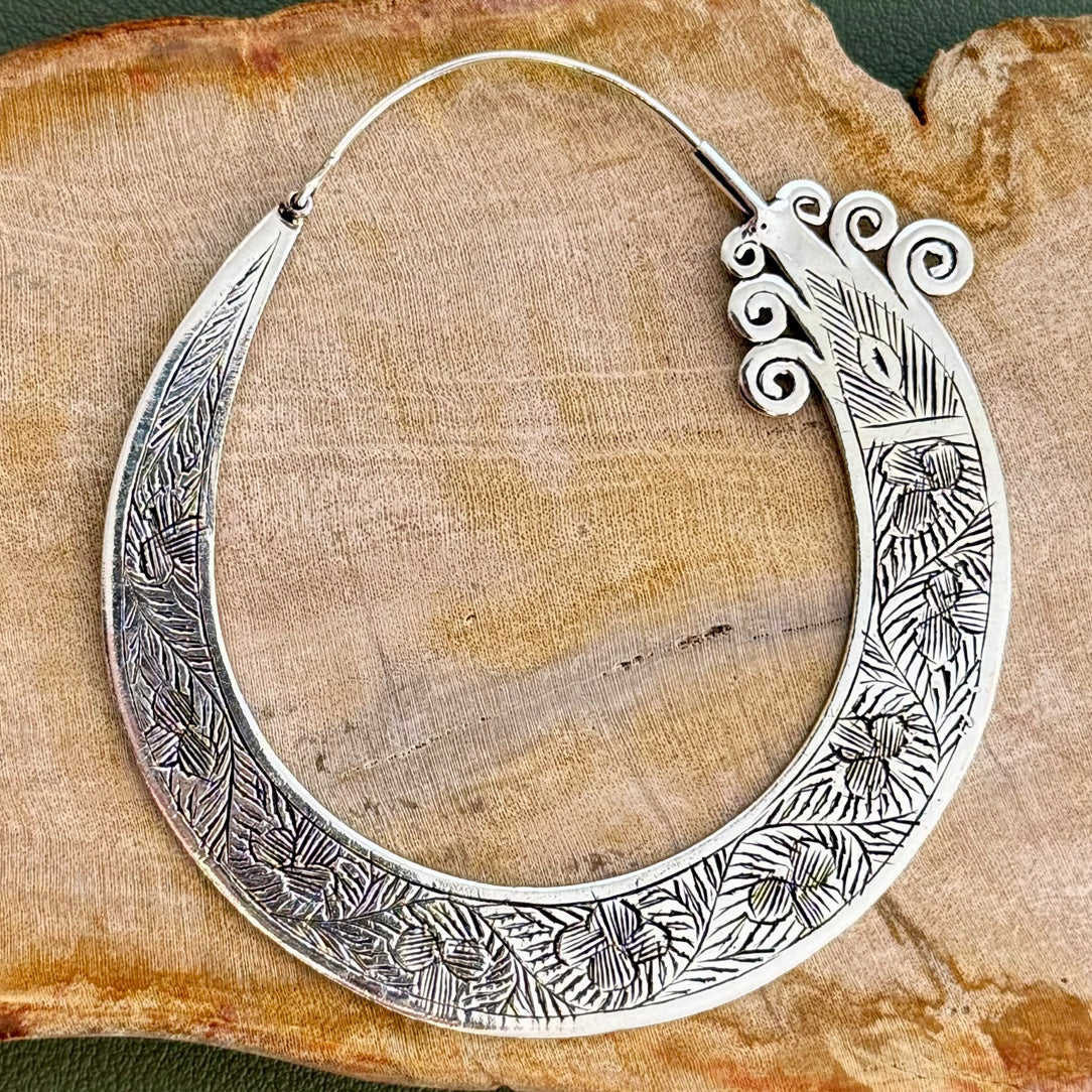 Burmese Etched Hoops