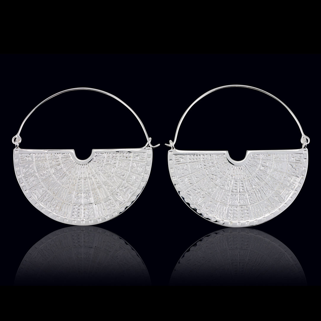 Hieroglyphic Hoops - Silver Posts