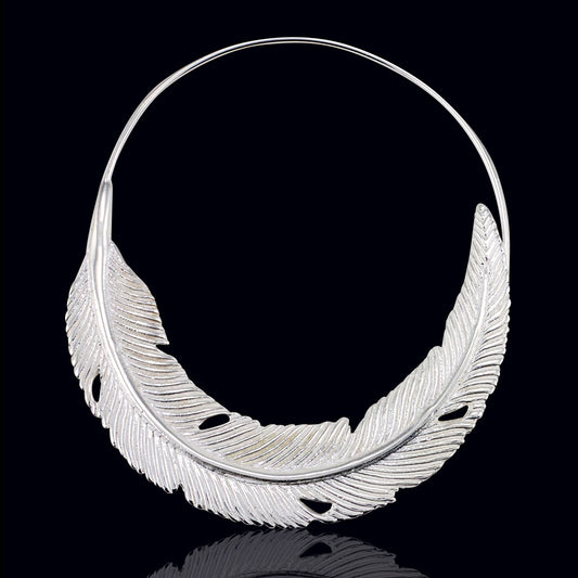Flat Feather Hoops - Silver Posts