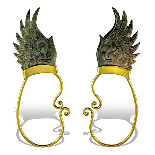 Feather Ear Cuffs - Black Shell