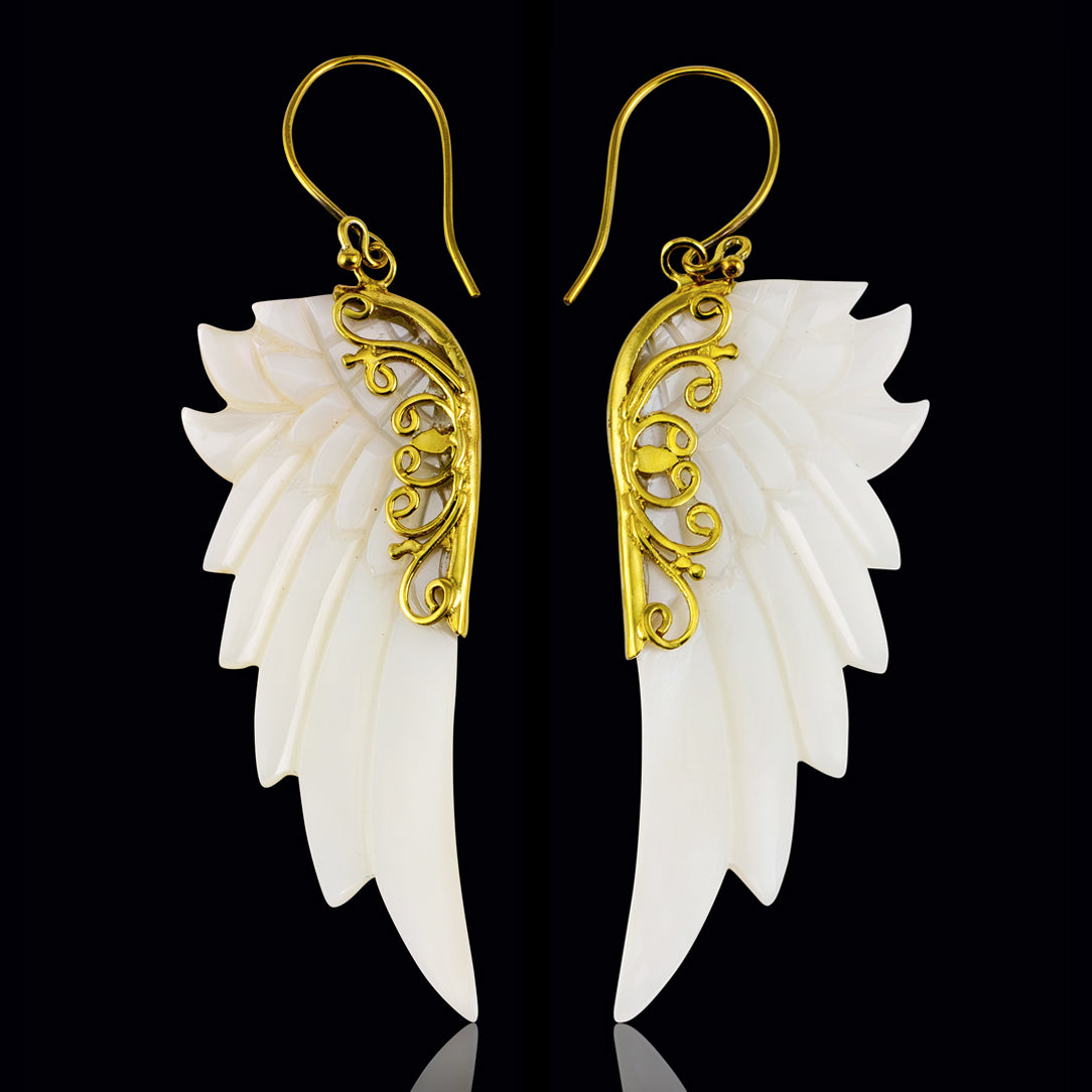 White Felis Wings - Brass