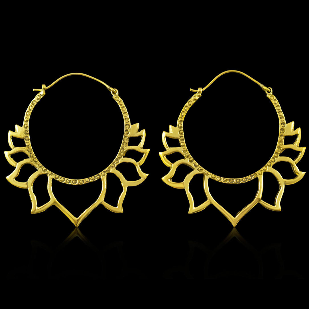 Golden Lotus Hoops