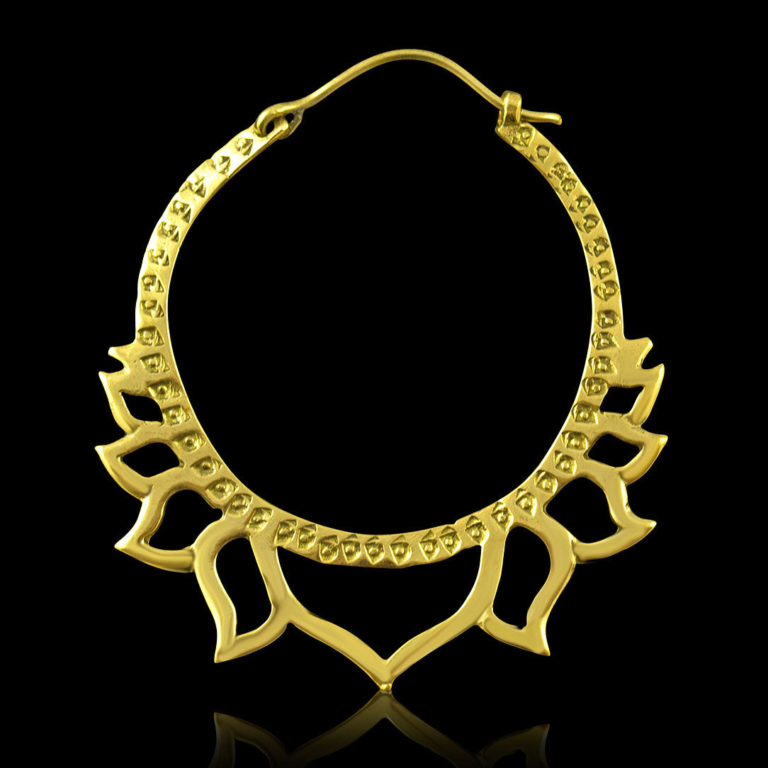 Golden Lotus Hoops