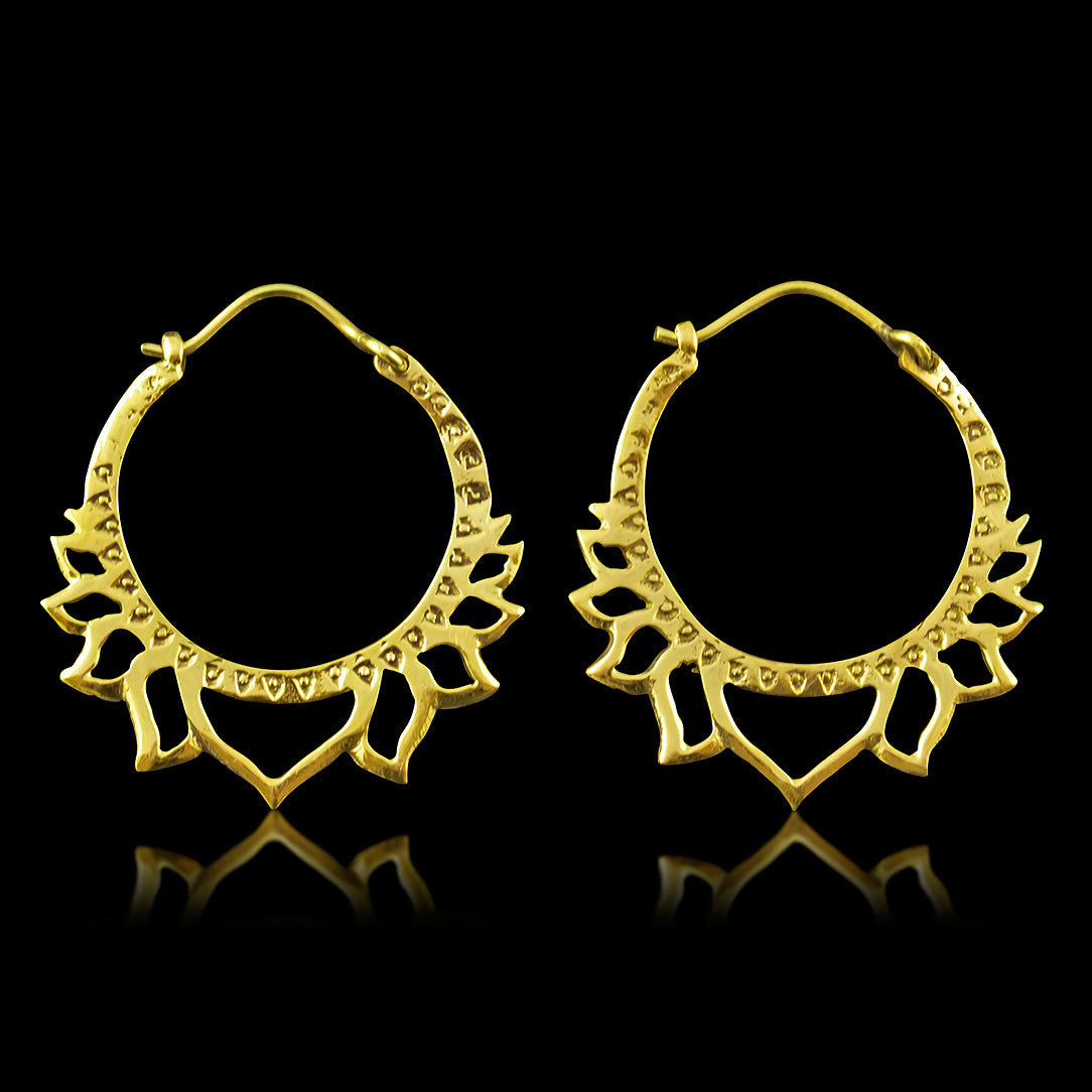 Golden Lotus Hoops