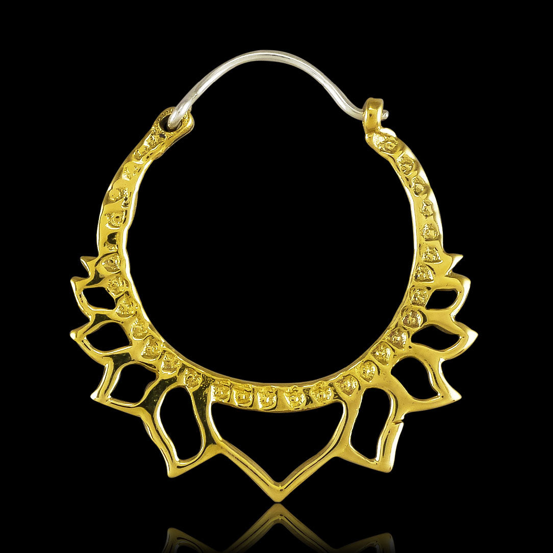 Golden Lotus Hoops - Silver Posts