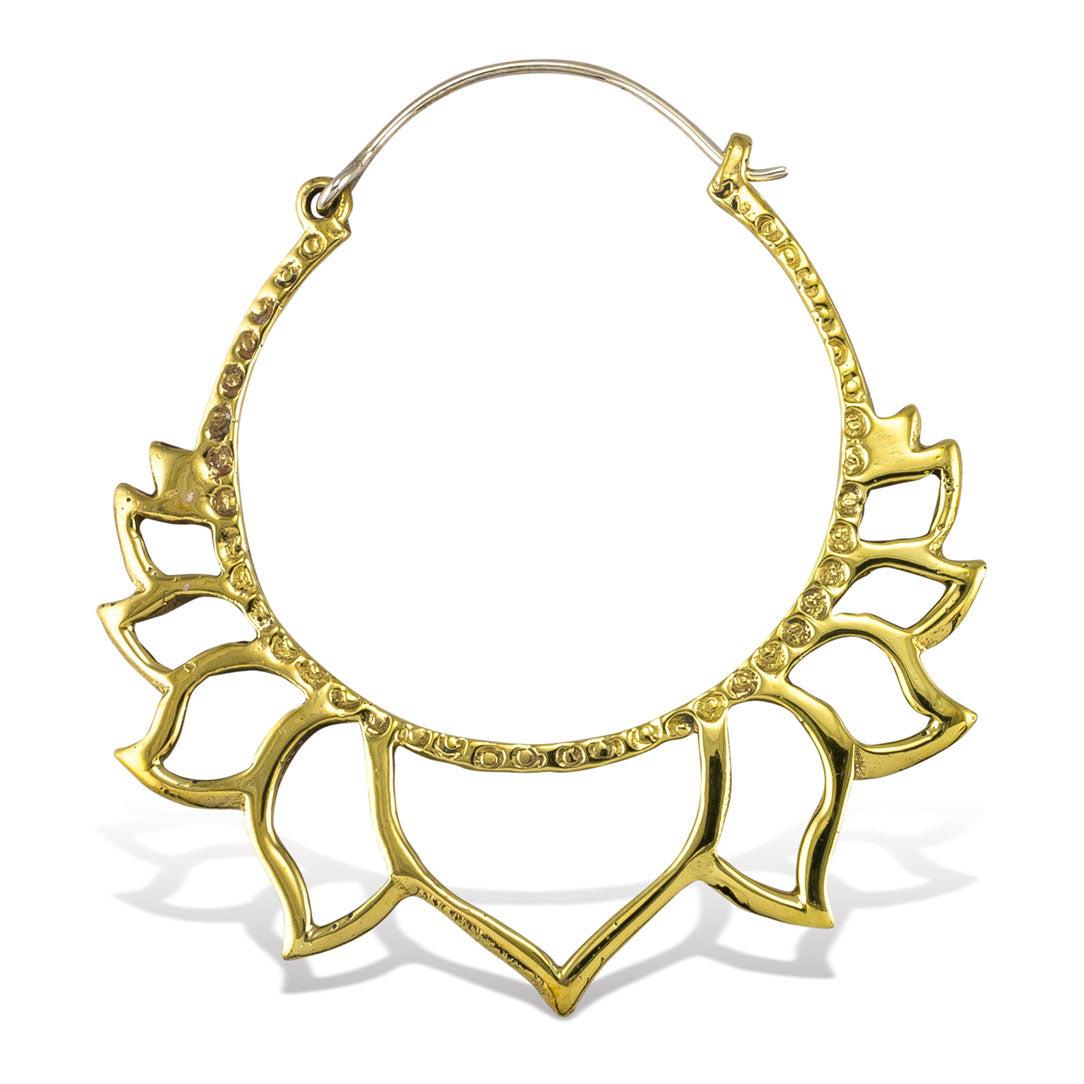 Golden Lotus Hoops - Silver Posts