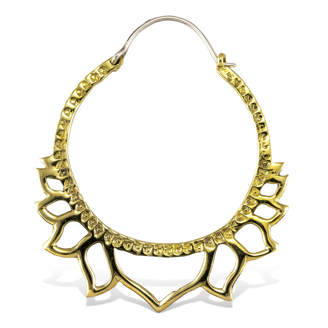 Golden Lotus Hoops - Silver Posts