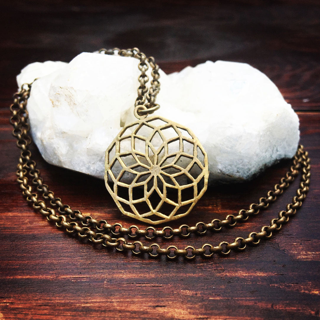 Sacred Rose - Brass Pendant