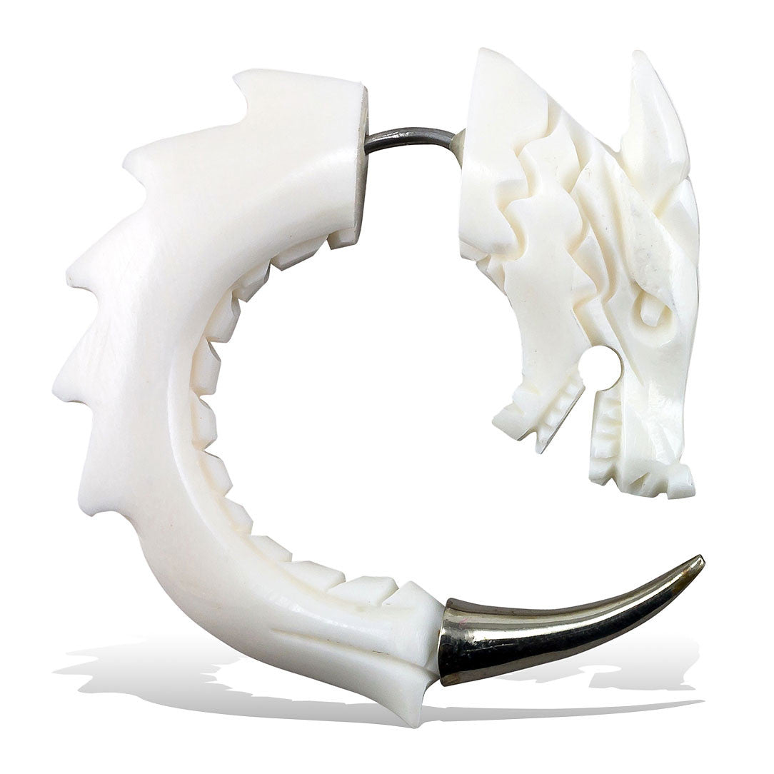 Silver Tipped Curled Dragons - Bone