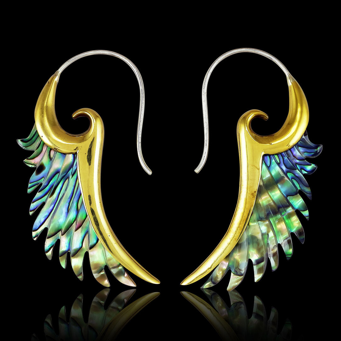 Brass Flared Wings - Abalone