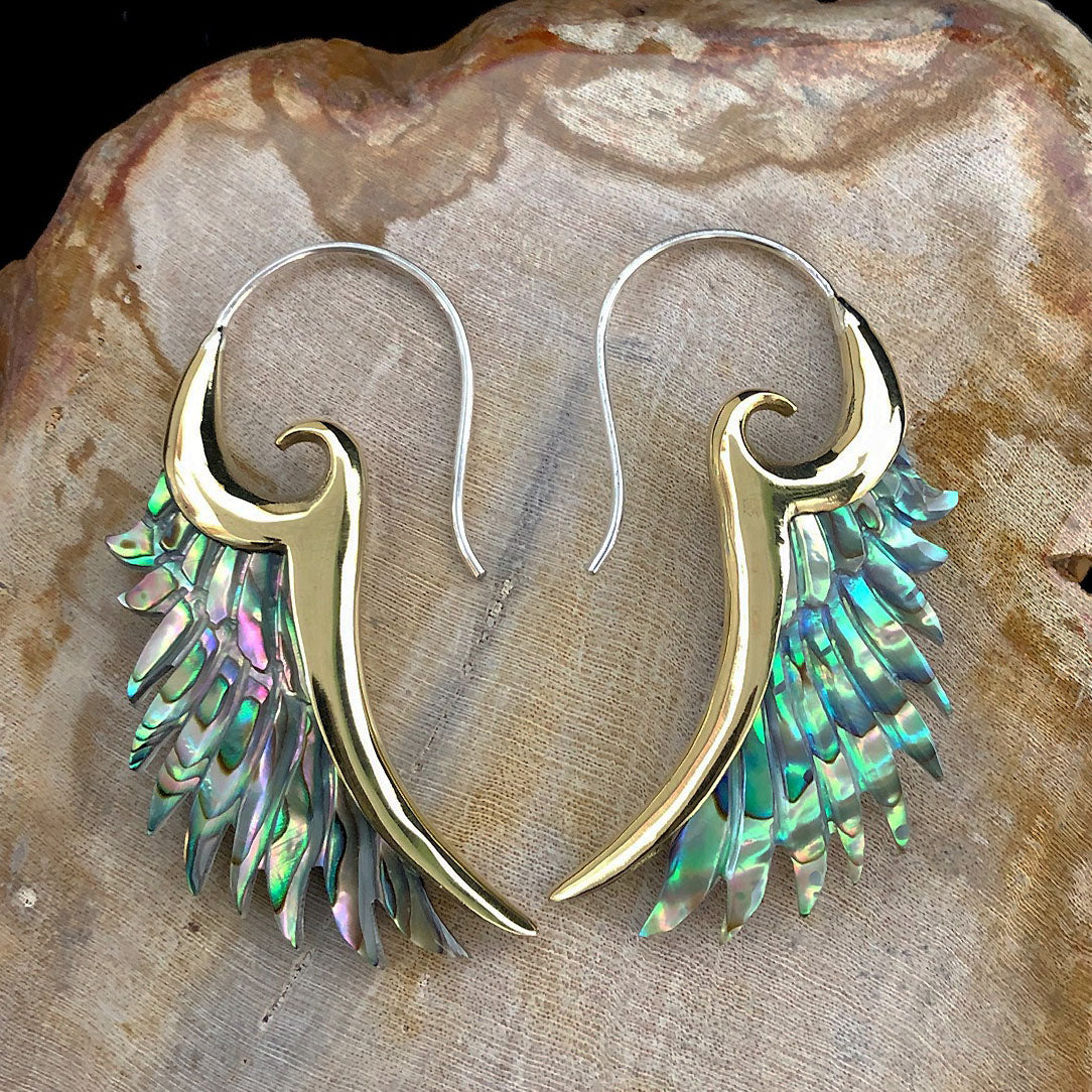Brass Flared Wings - Abalone