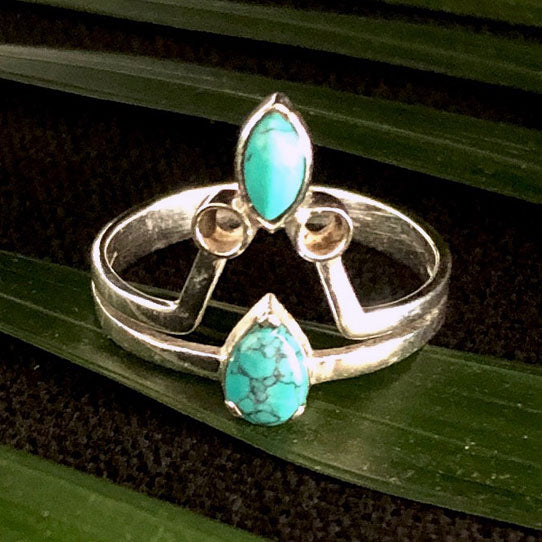 Stacked Turquoise Ring - Silver