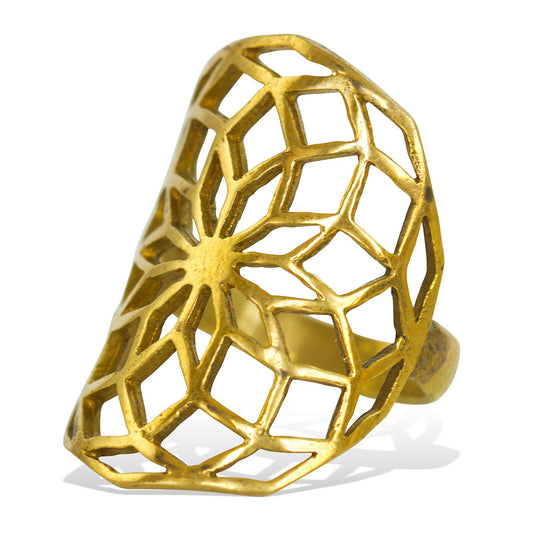 Sacred Flower Ring - Brass