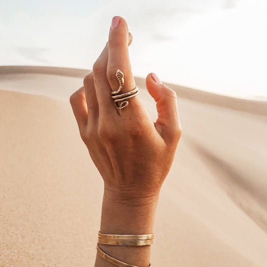 Curled Snake Ring - Brass