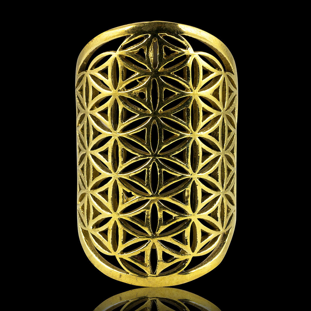 Flower of Life Oval Ring - Brass