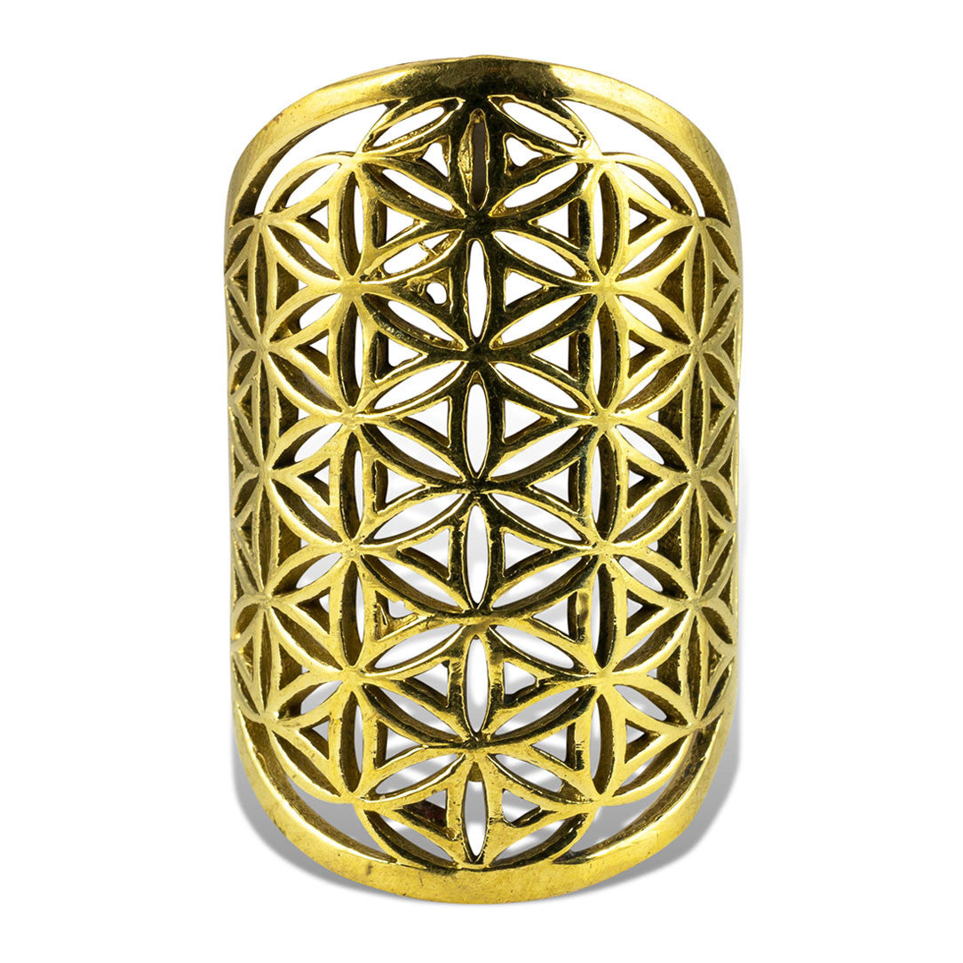 Flower of Life Oval Ring - Brass