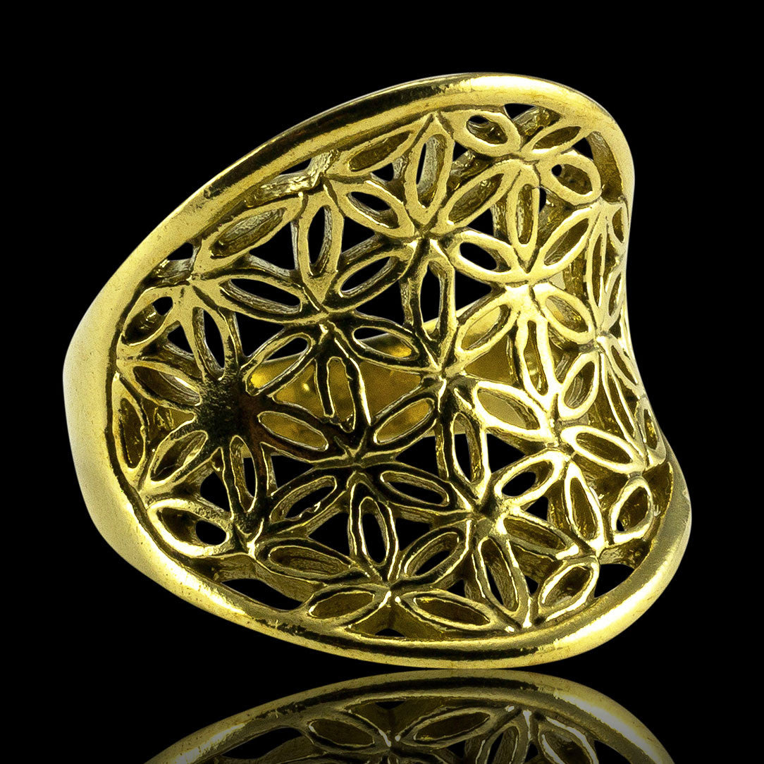 Flower of Life Rising Ring - Brass