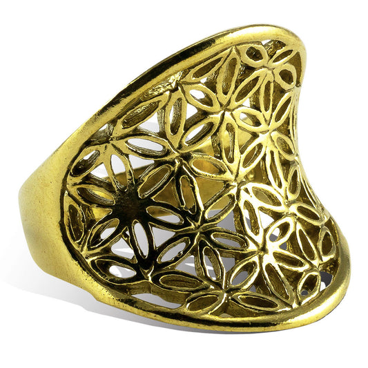 Flower of Life Rising Ring - Brass