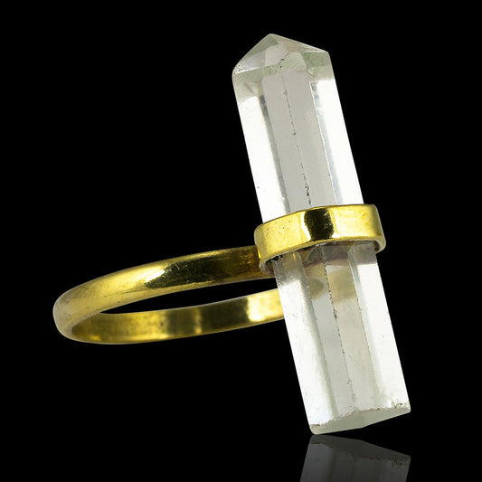 Quartz Crystal Ring - Brass