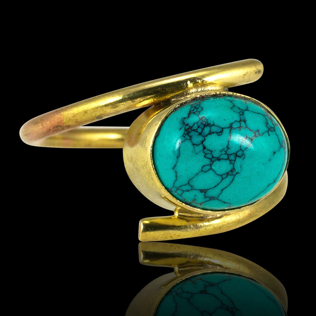 Wrapped Turquoise Ring - Brass