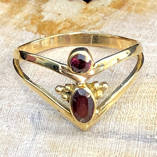 Ruby Empress Ring - Brass