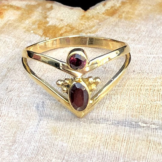 Ruby Empress Ring - Brass