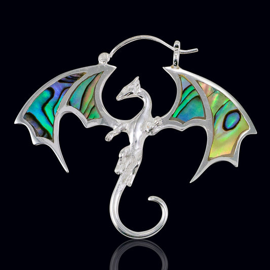 Abalone Winged Dragons - Silver Posts