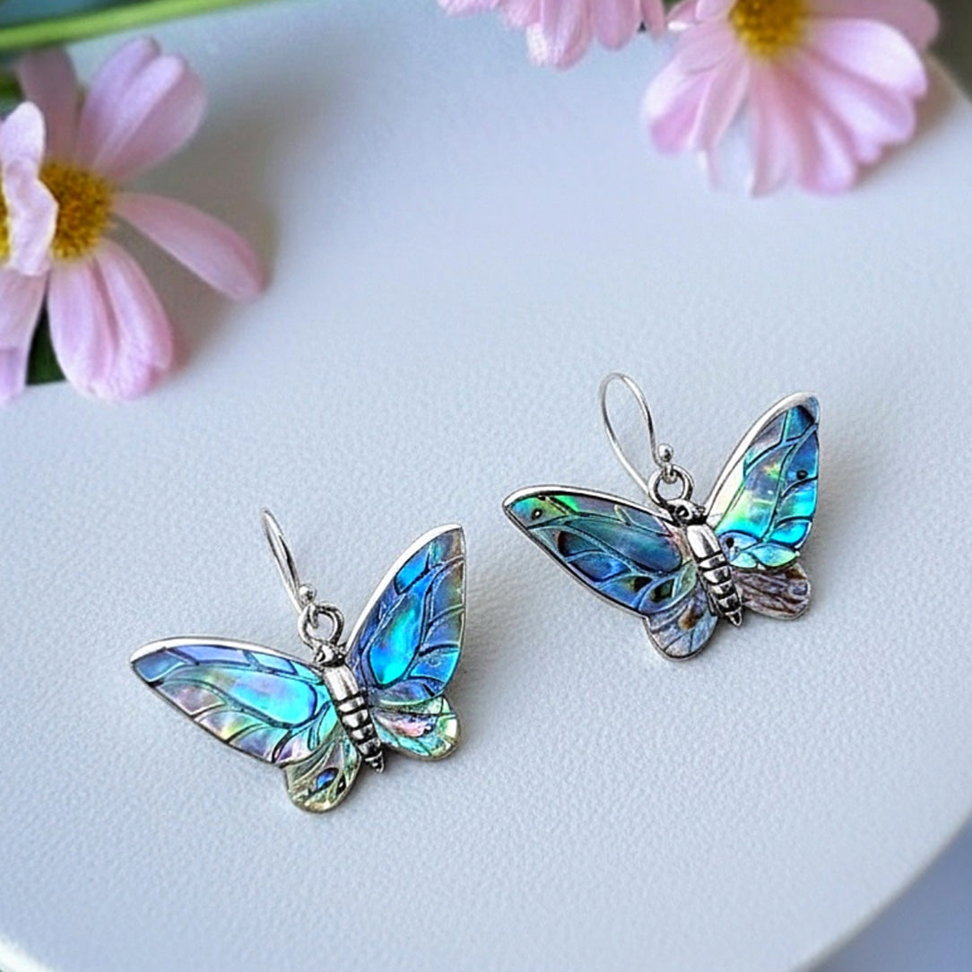 Abalone Butterflies - Silver Posts