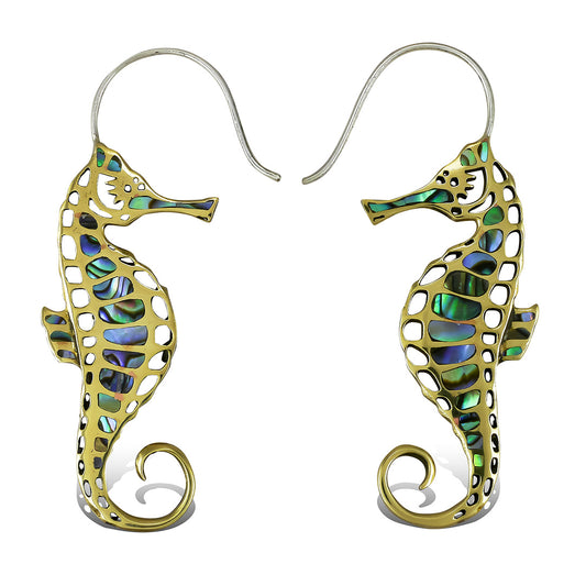 Seahorse Abalone Curls - Silver Posts