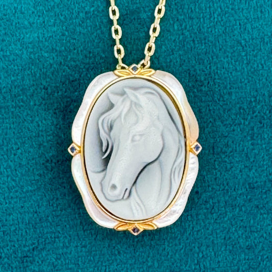 Horse - Agate Cameo & Brooch