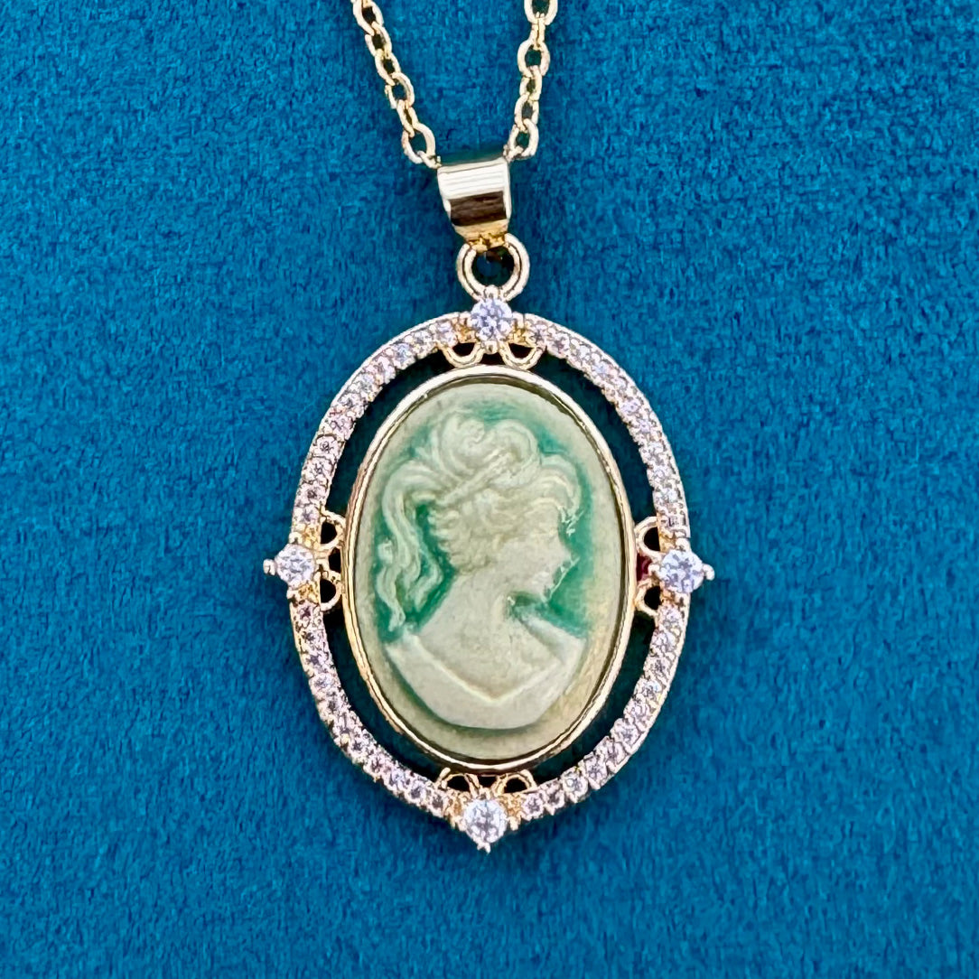 Delphina - Green Resin Cameo