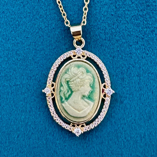 Delphina - Green Resin Cameo