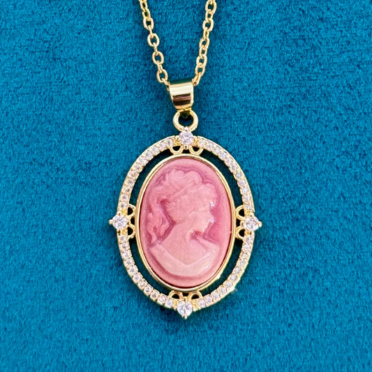 Delphina - Pink Resin Cameo