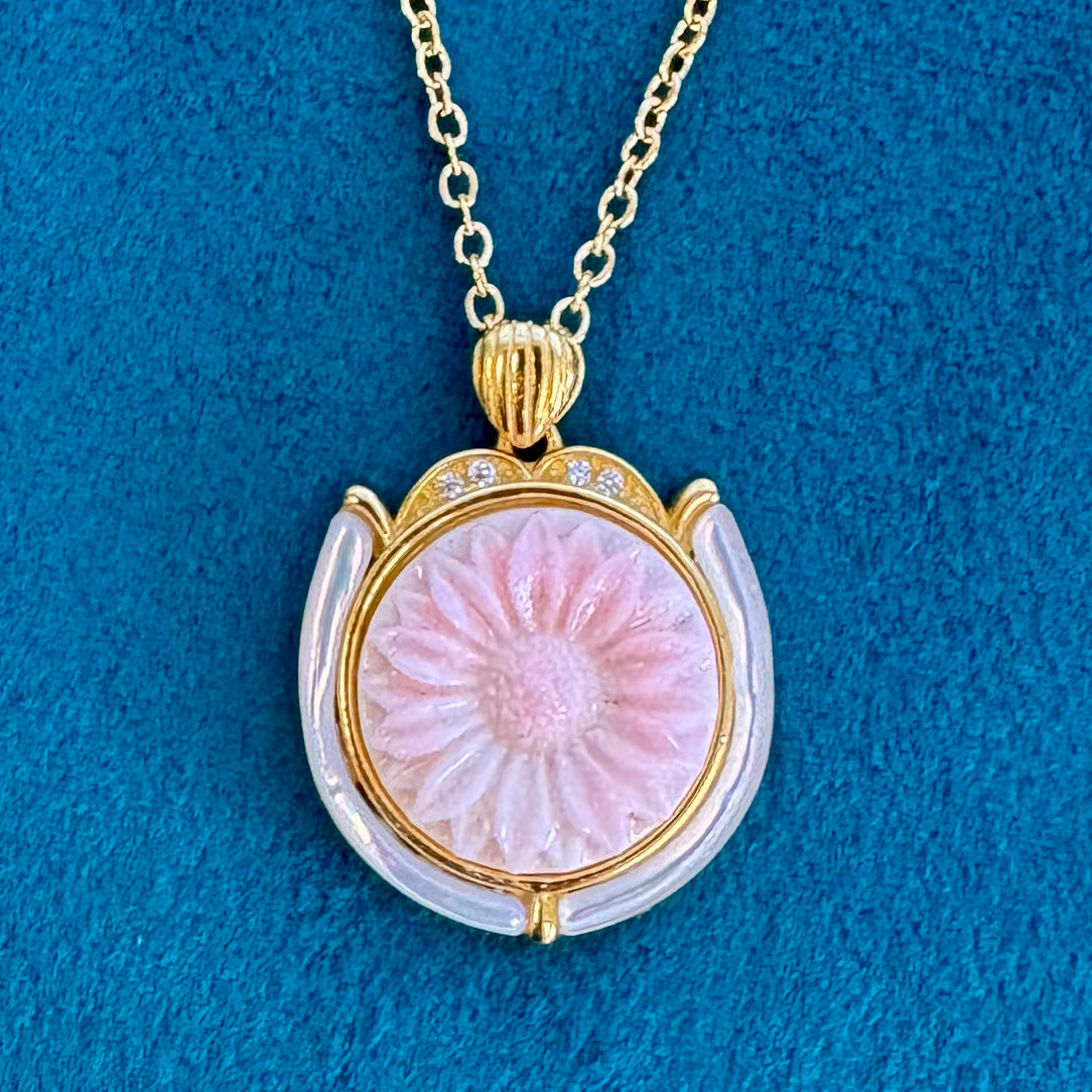 Sunflower Crown - Pink Shell Cameo