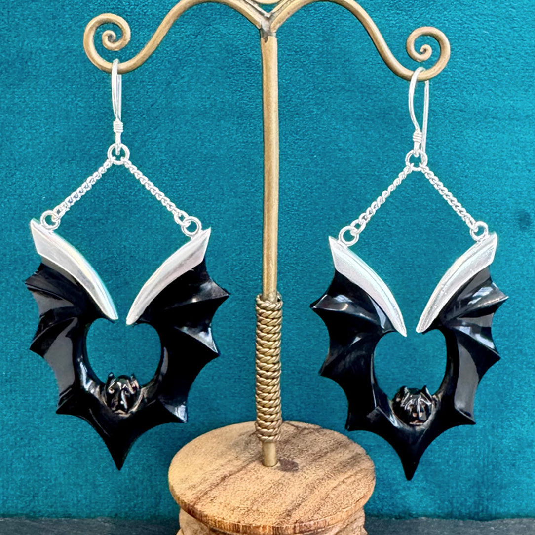 Hanging Bats - Horn & Silver