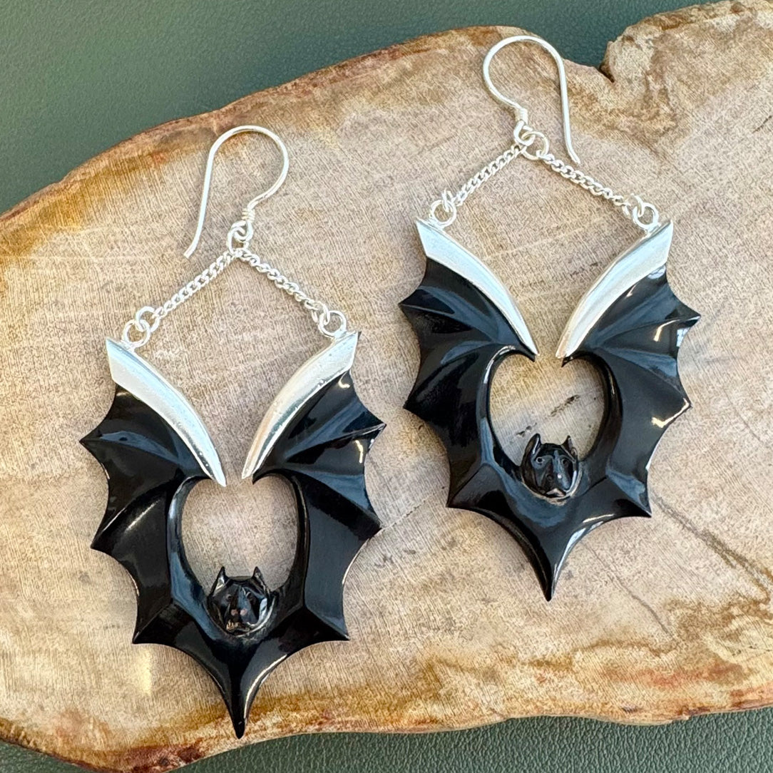 Hanging Bats - Horn & Silver
