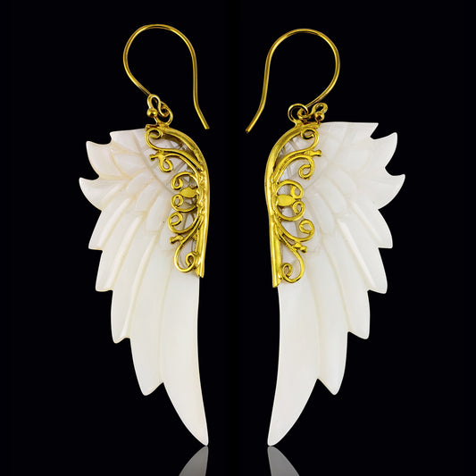 White Adelina Wings - Brass