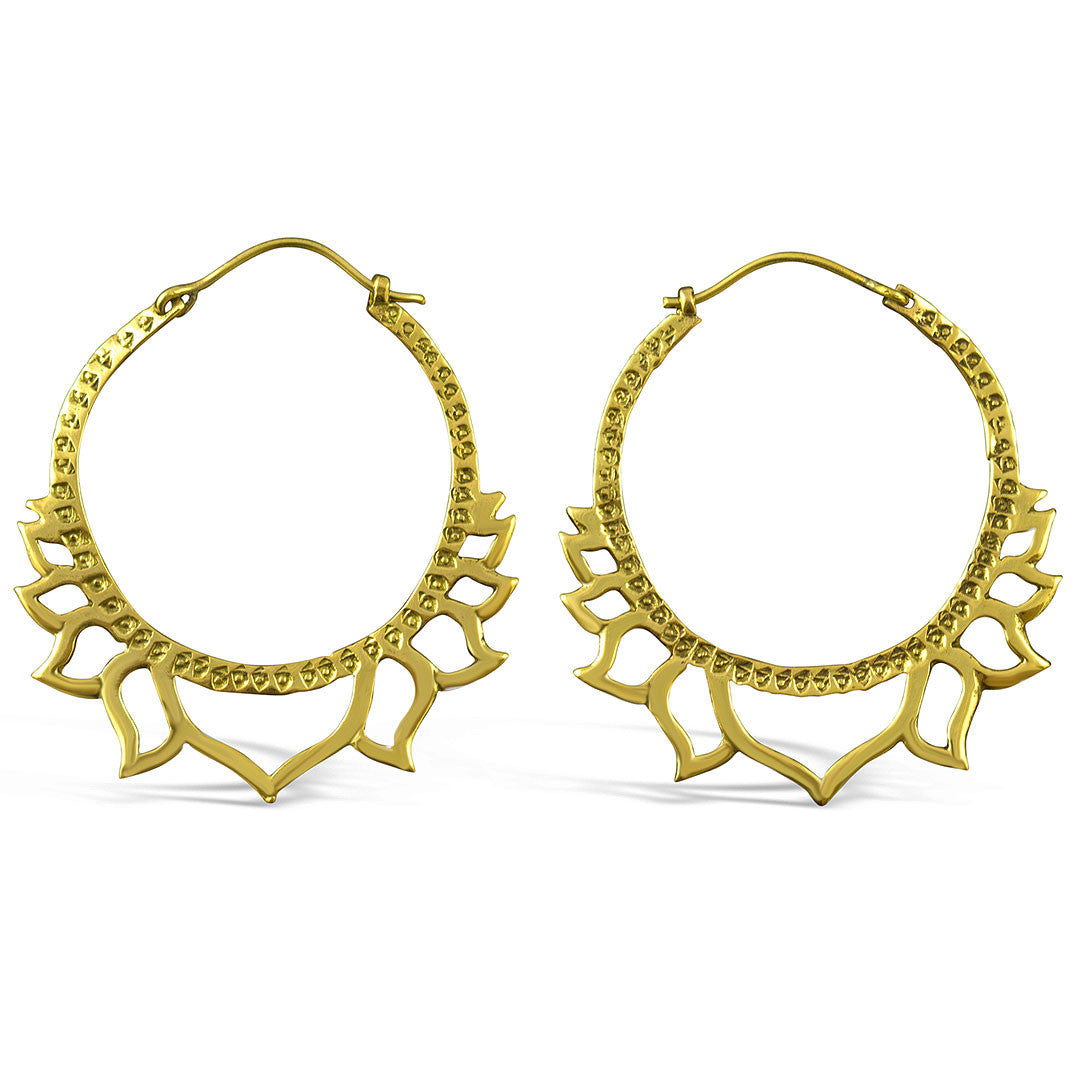 Golden Lotus Hoops