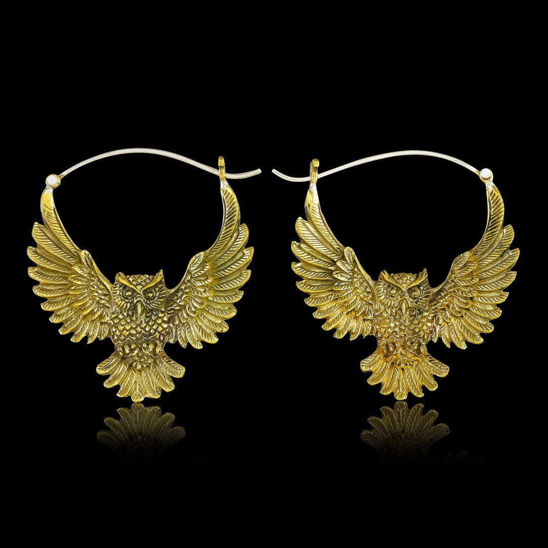 Golden Owl Hoops - Silver Posts