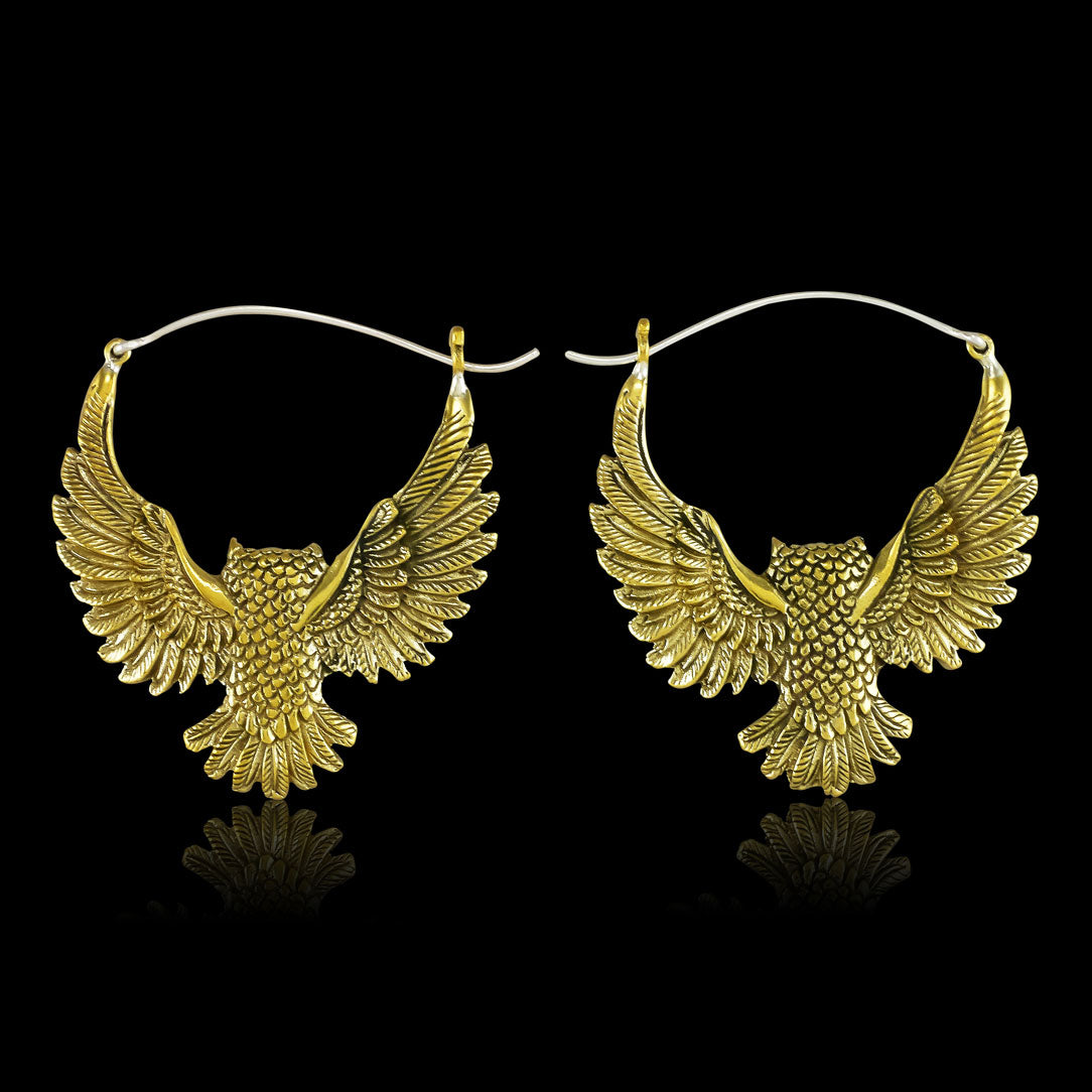 Golden Owl Hoops - Silver Posts