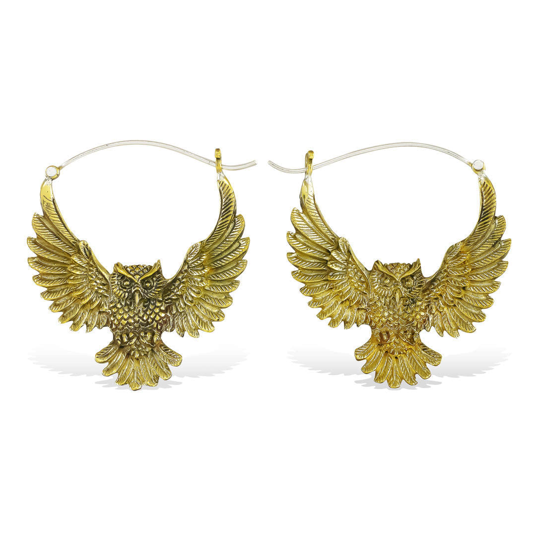 Golden Owl Hoops - Silver Posts