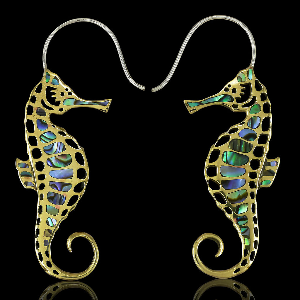 <span>BRES-173<span>: </span></span>Seahorse Abalone Curls - Silver Posts