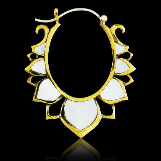 Pearl Lotus Drops - Silver Post
