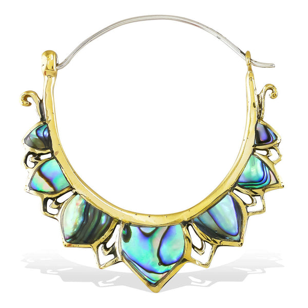 <span>BRES-191<span>: </span></span>Abalone Lotus Hoops - Silver Post