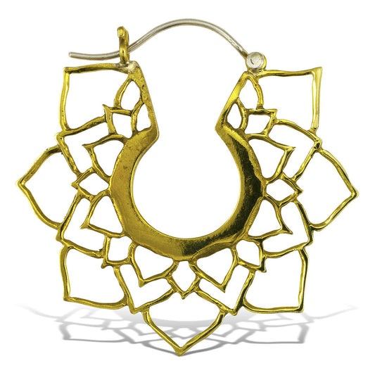 Mandala Lotus Hoops - Silver Post
