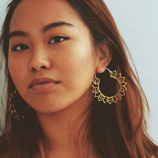 Lotus Sun Hoops - Silver Posts