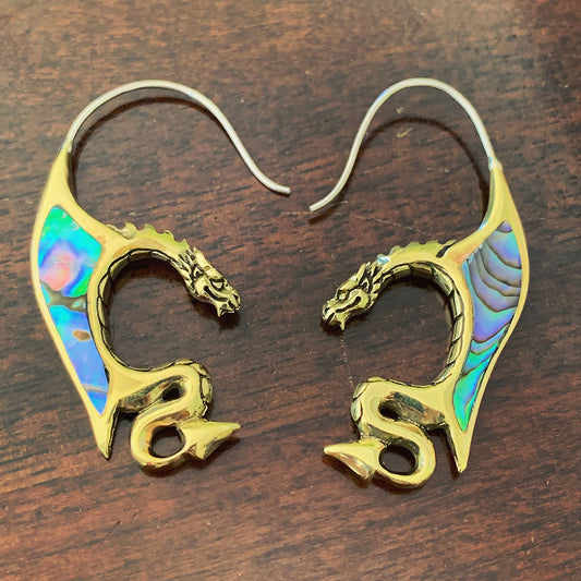 Abalone Dragon Hooks - Silver Post