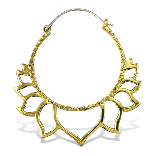 Golden Lotus Hoops - Silver Posts