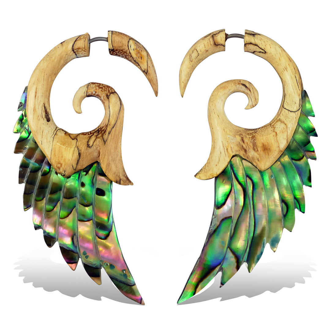 Angel Wings - Wood with Abalone
