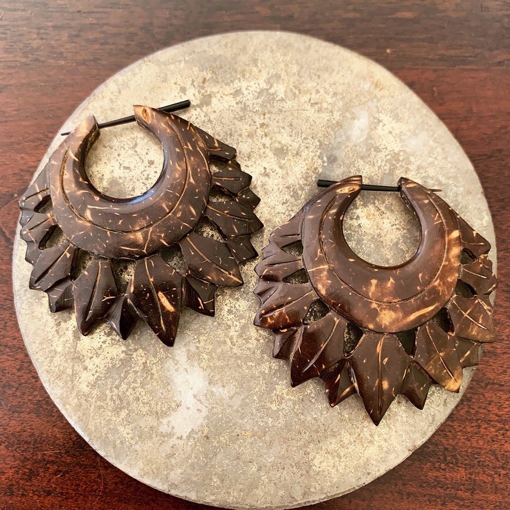 Coconut Earrings | Coconut Shell with Mother of Pearl Drop Earrings –  Natural Artist